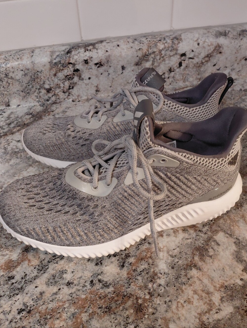 adidas Alphabounce Grey Knit Women's Athletic Sneakers Shoes